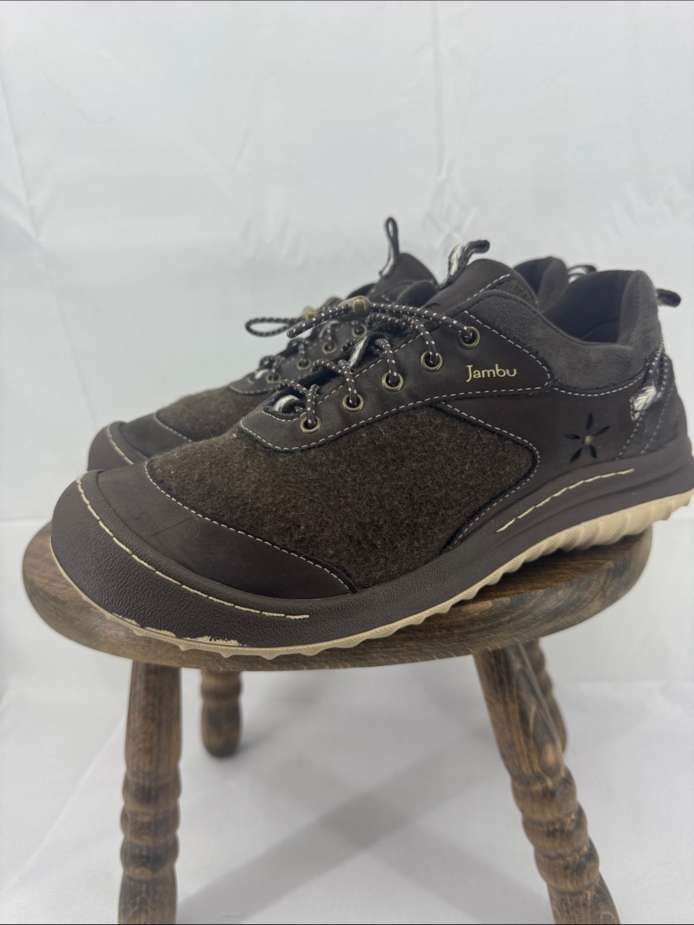 Jambu Womens Sunset Too Vegan Dark Brown Felt Lace-Up Outdoor Sneakers, sz 8.5